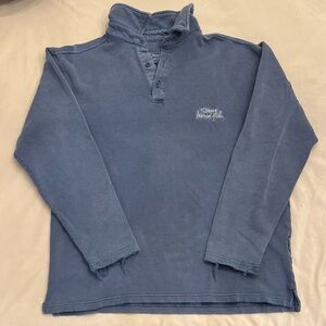 VTG Weird Fish Distressed Men’s Three Button Pullover Sweatshirt, sz S